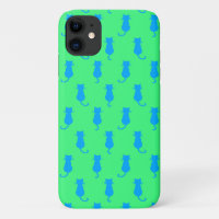Polka Dot Pattern Pop Art Cat In Blue and Lime