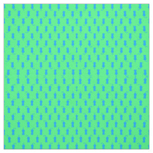 Polka Dot Pattern Pop Art Cat In Blue and Lime Fabric