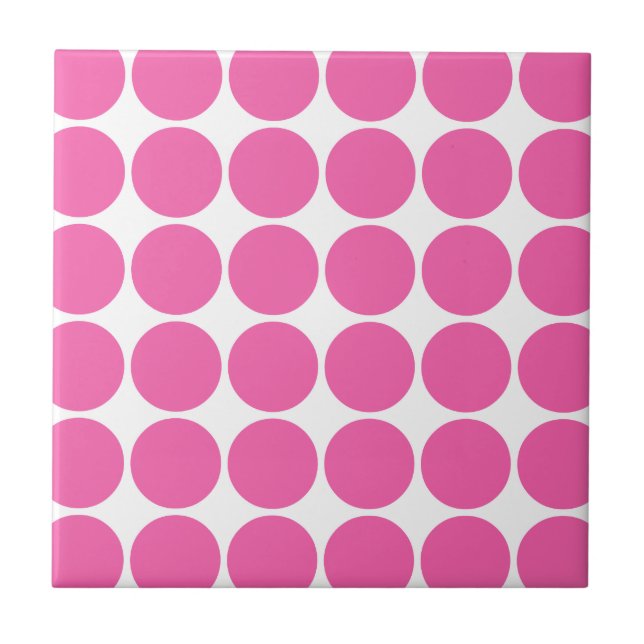 Polka Dot Pattern Print Design Hot Pink Polka Dots Tile (Front)