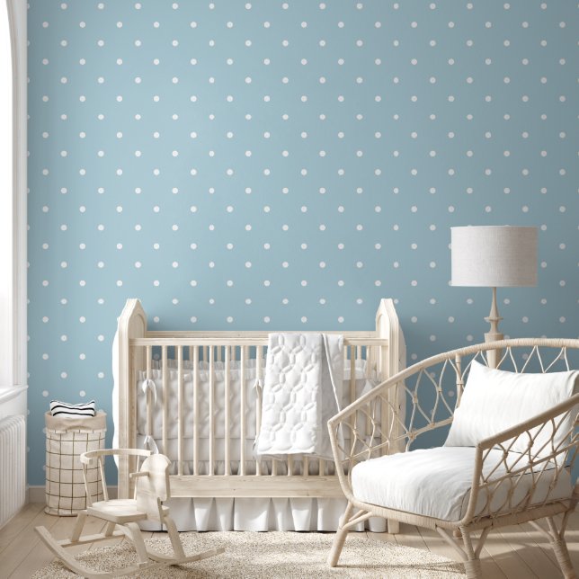 Polka Dot Pattern Simple Minimalist Modern Blue Wallpaper (Kids)