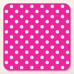 Polka dot pattern square paper coaster