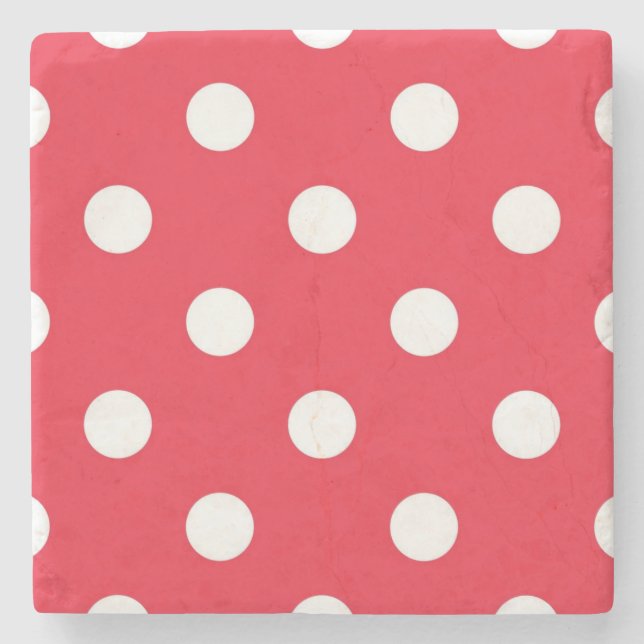 Polka dot pattern stone coaster (Front)