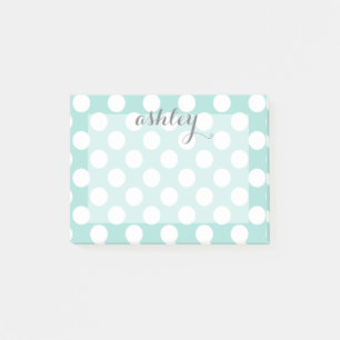 Polka Dot Pattern with Custom Name Post-it Notes