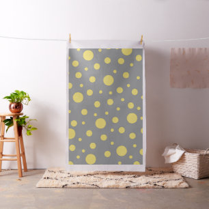 Polka Dot Pattern Yellow Grey Fabric