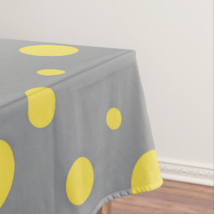 Polka Dot Pattern Yellow Grey Tablecloth