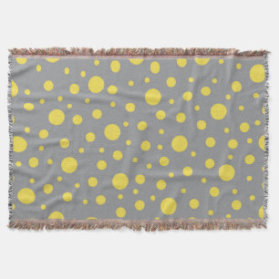 Polka Dot Pattern Yellow Grey Throw Blanket