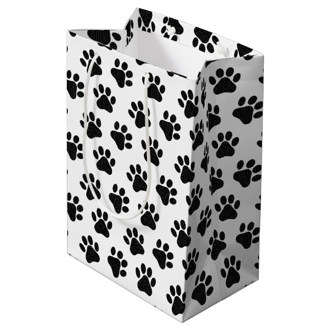 Polka Dot Paw Prints   Medium Gift Bag (Back Angled)