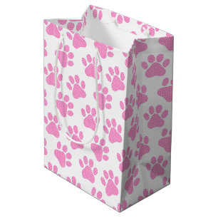 Polka dot Paw Prints On White Medium Gift Bag