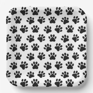 Polka Dot Paw Prints  Paper Plate