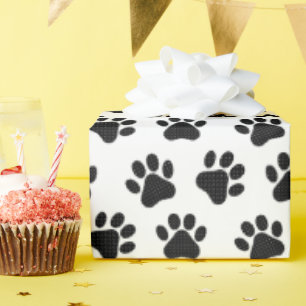 Polka Dot Paw Prints  Wrapping Paper