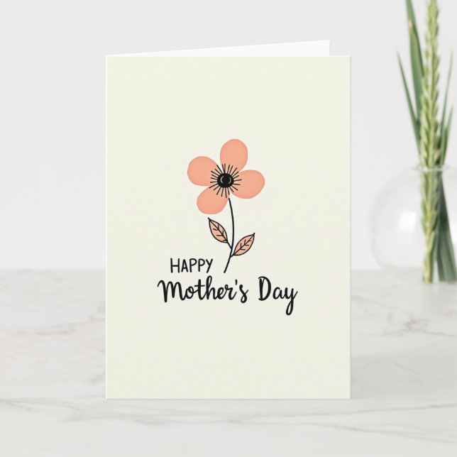 Polka Dot Peach Floral Card (Front)