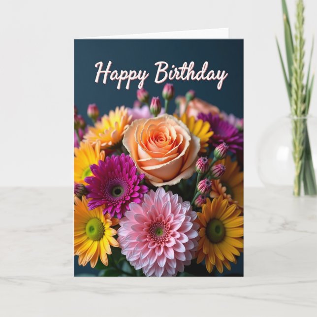 Polka Dot Peach Rose Card (Front)