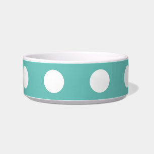 Polka Dot Pet Bowl (Aqua & White)