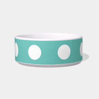 Polka Dot Pet Bowl (Aqua & White)