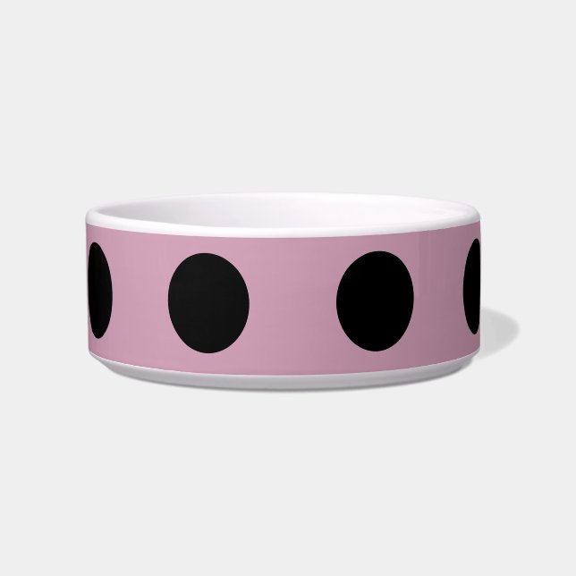 Polka Dot Pet Bowl (Pink & Black) (Front)