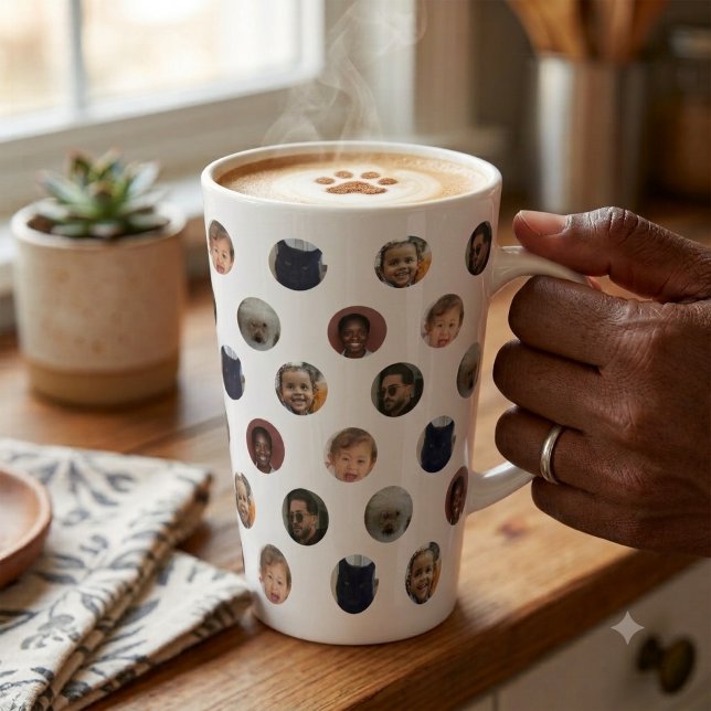 Polka Dot Photo Collage Latte Mug (Creator Uploaded)
