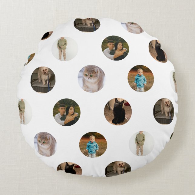 Polka Dot Photo Collage Pillow (Front)