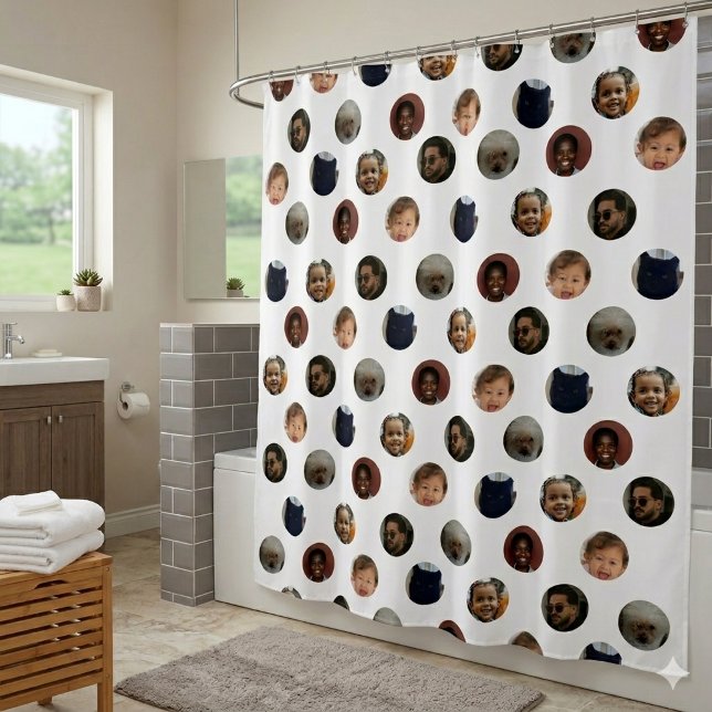 Polka Dot Photo Collage Shower Curtain (Creator Uploaded)