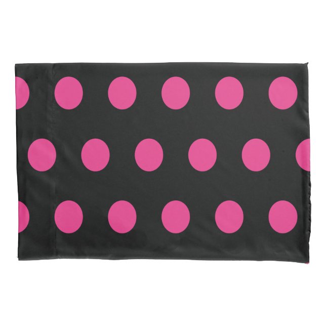 Polka Dot Pillowcase (Black & Neon Pink) (Front)