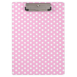 Polka dot pink add your name and initial clipboard