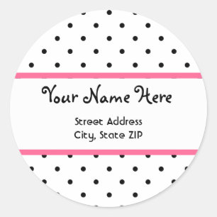 Polka Dot & Pink Address Sticker