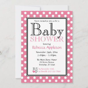 Polka Dot Pink Baby Shower Invitations