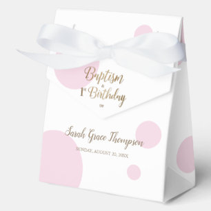 Polka dot Pink Baptism and 1st Birthday Custom Favour Box