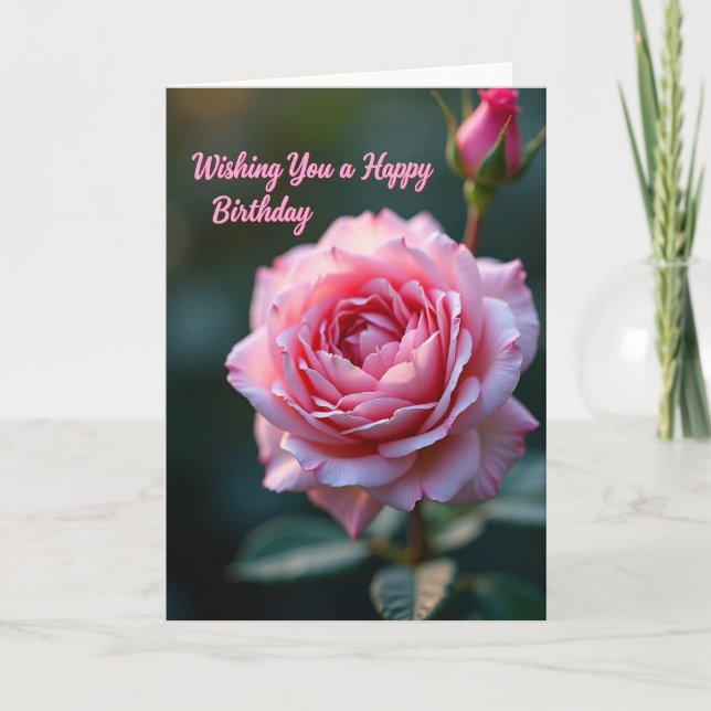 Polka Dot Pink Bloom Card (Front)