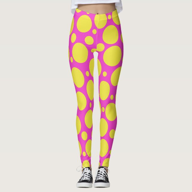Polka Dot Pink Lemonade Leggings (Front)