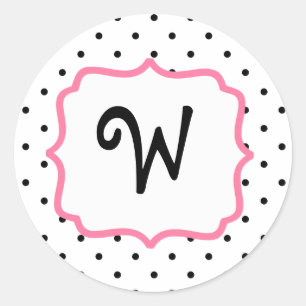 Polka Dot & Pink Monogram Sticker