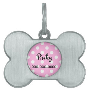 Polka Dot pink Pet ID Tag