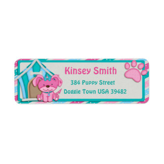 Polka Dot Pink Puppy Return Address Label