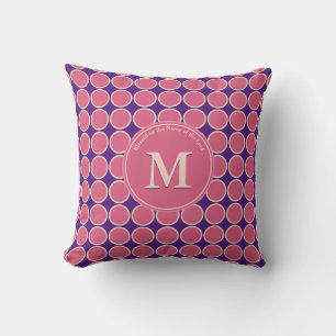 POLKA DOT Pink Purple Custom Monogram Scripture Cushion