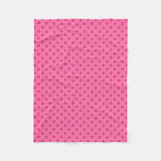 Polka dot pink, retro fleece blanket (Front)