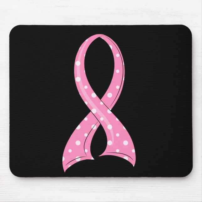 Polka Dot Pink Ribbon Breast Cancer Mouse Mat (Front)