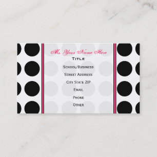 Polka Dot / Pink Teacher Fashion Business Card