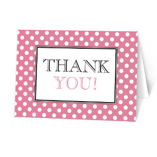 Polka Dot Pink Thank You Card