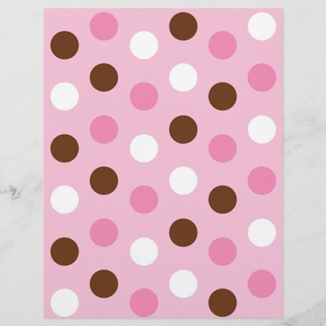 Polka Dot Pink White Baby Scrapbook Paper (Front)