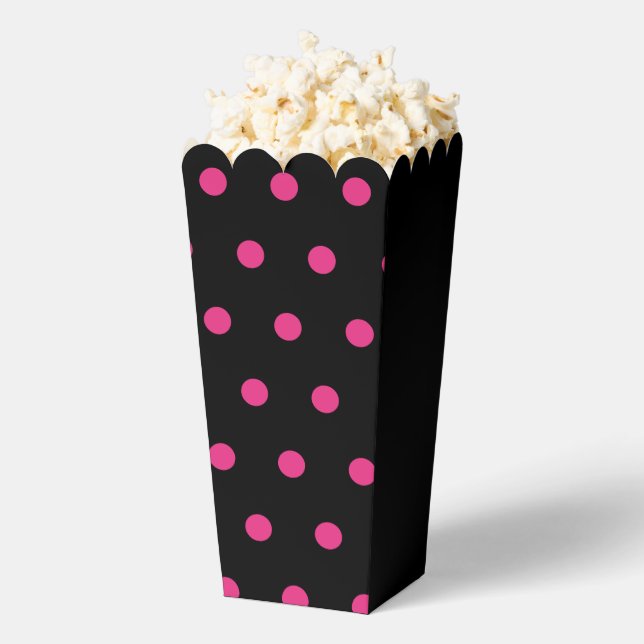 Polka Dot Popcorn Box (Black & Neon Pink) (Popped)
