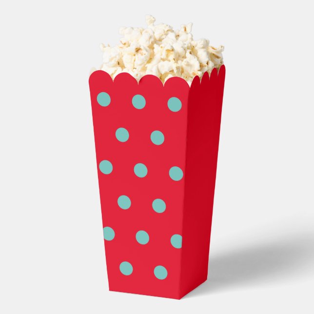 Polka Dot Popcorn Box (Red & Aqua) (Popped)