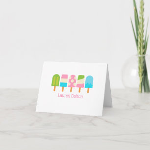 Polka Dot Popsicle Personalised Folded Note Cards