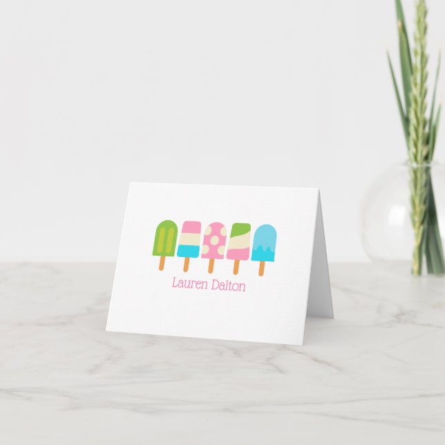 Polka Dot Popsicle Personalised Folded Note Cards (Front)
