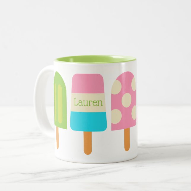 Polka Dot Popsicles Personalised Mug (Front Left)