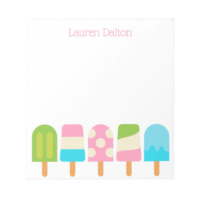 Polka Dot Popsicles Personalised Notepad (Front)