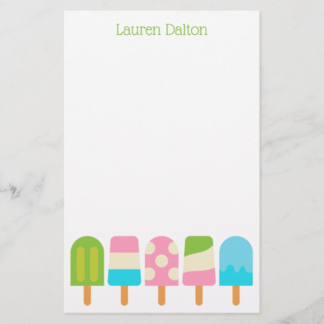 Polka Dot Popsicles Personalised Stationery (Front)