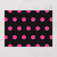 Polka Dot Postcard (Black & Neon Pink)