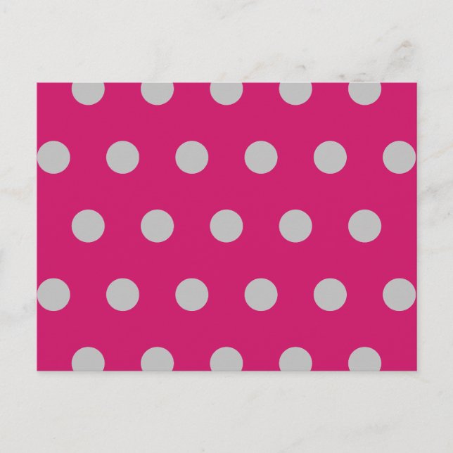 Polka Dot Postcard (Hot Pink & Grey) (Front)