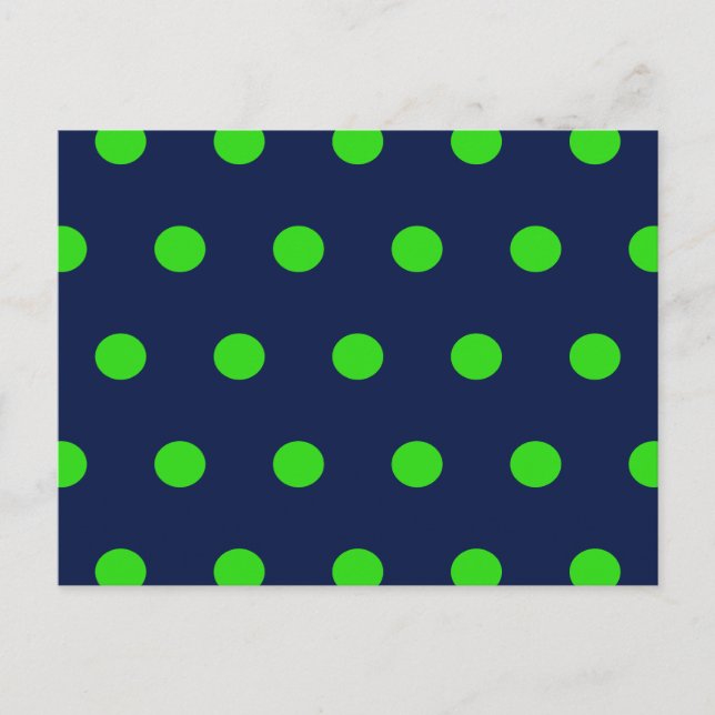 Polka Dot Postcard (Navy Blue & Lime Green) (Front)