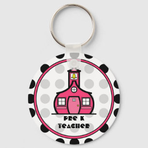 Polka Dot Pre K Teacher Keychain