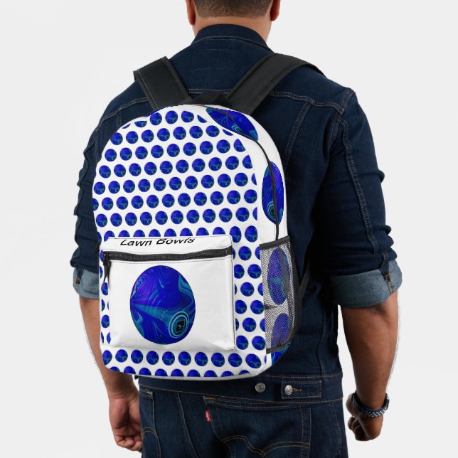 Polka Dot Precision: The Blue Lawn Bowl Printed Backpack (Insitu (Model))